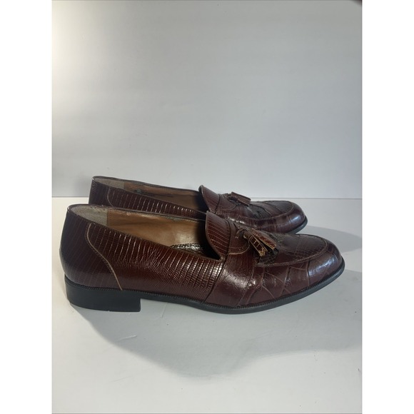 Stacey Adams Other - Stacy Adams Genuine Snake Leather Brown Tasseled Loafers Men's Size 14m